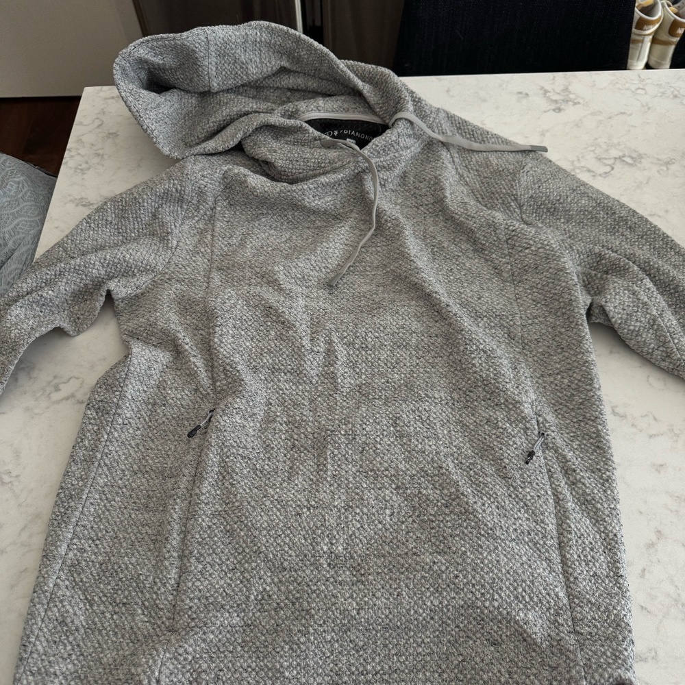 Grey Textured Sweatshirt with Hood